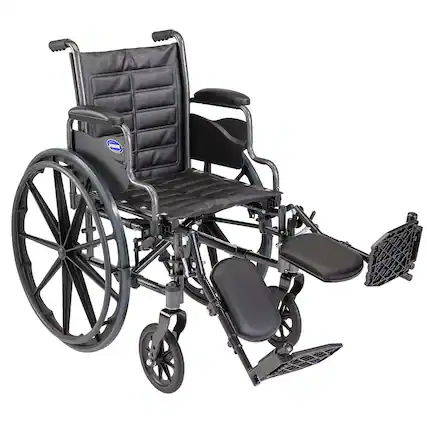 Front. Invacare - Tracer (EX2) Wheelchair for Adults Standard Folding (20" Seat) with Legrests & Desk Arms - Black.