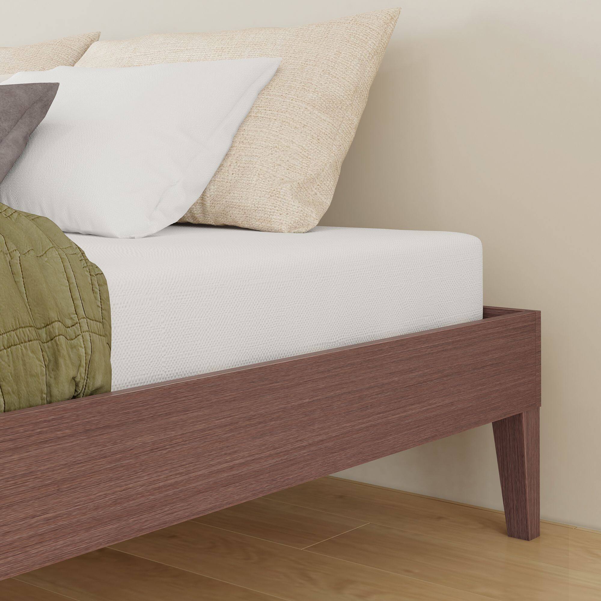 Alt View 6. Grain & Grove - Bear Platform Bed (Queen), Oak Embossed Dark Brown - Dark Brown.
