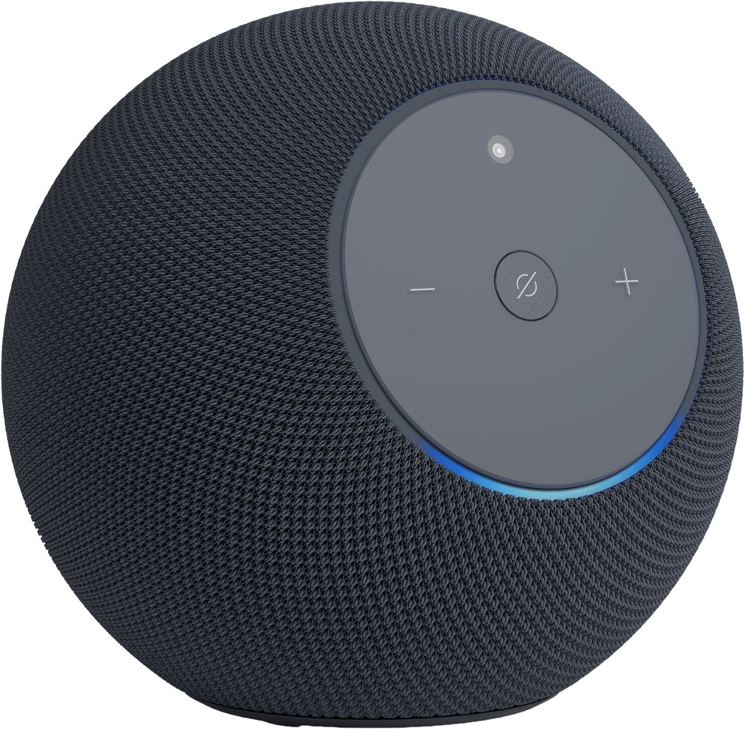 Front. Amazon - Amazon Echo Studio with Home Camera (all-new) 13 MP, Visual intelligence, Immersive sound, Designed for Alexa+ - Graphite.