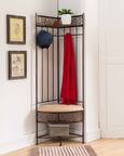 Front. Kings Brand Furniture - Kings Brand Furniture Salini 6-Hook Hall Tree Storage Bench with Coat Rack - Rust/Copper.