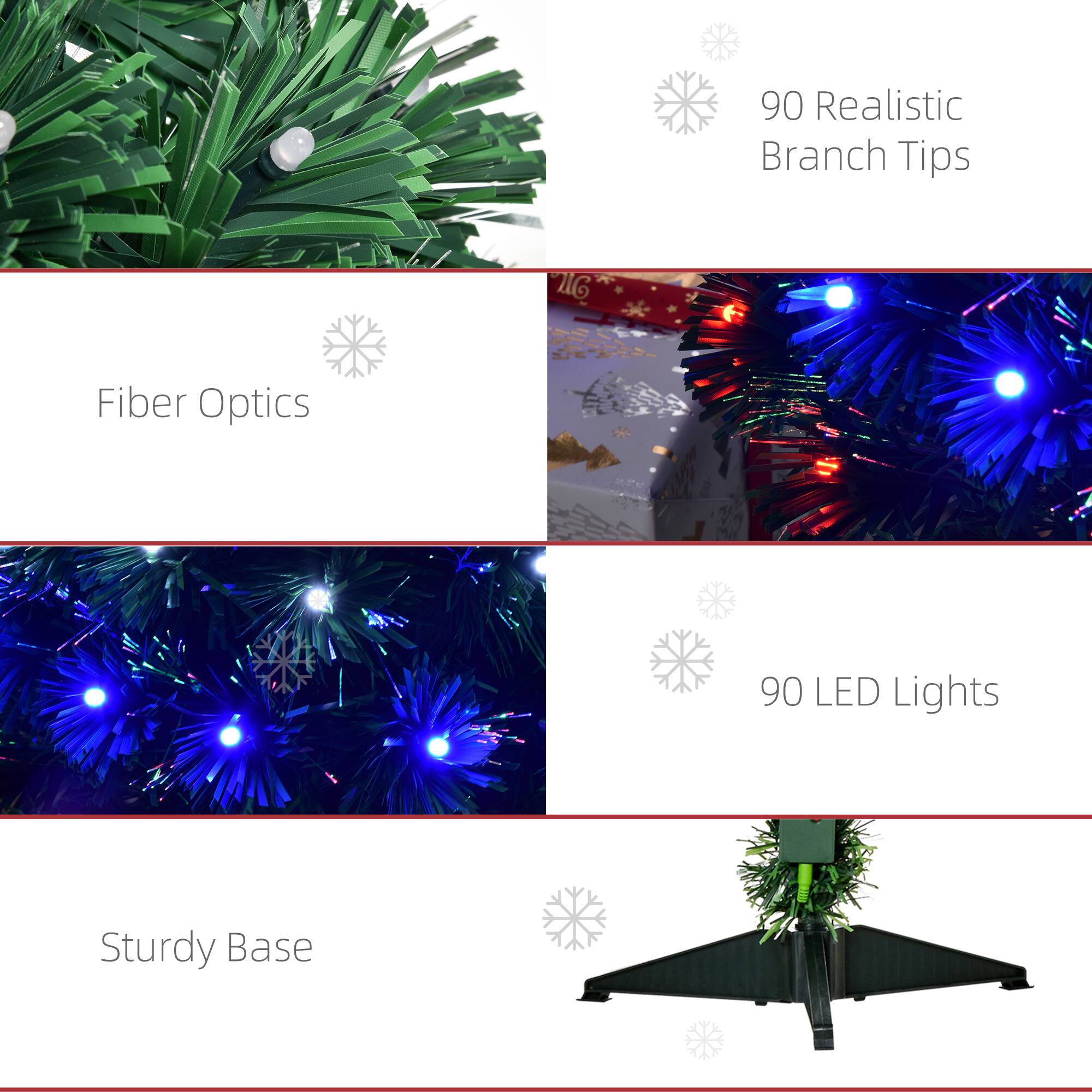 90 Realistic Branch Tips, 2G Fiber Optics, 90 LED Lights, Sturdy Base
