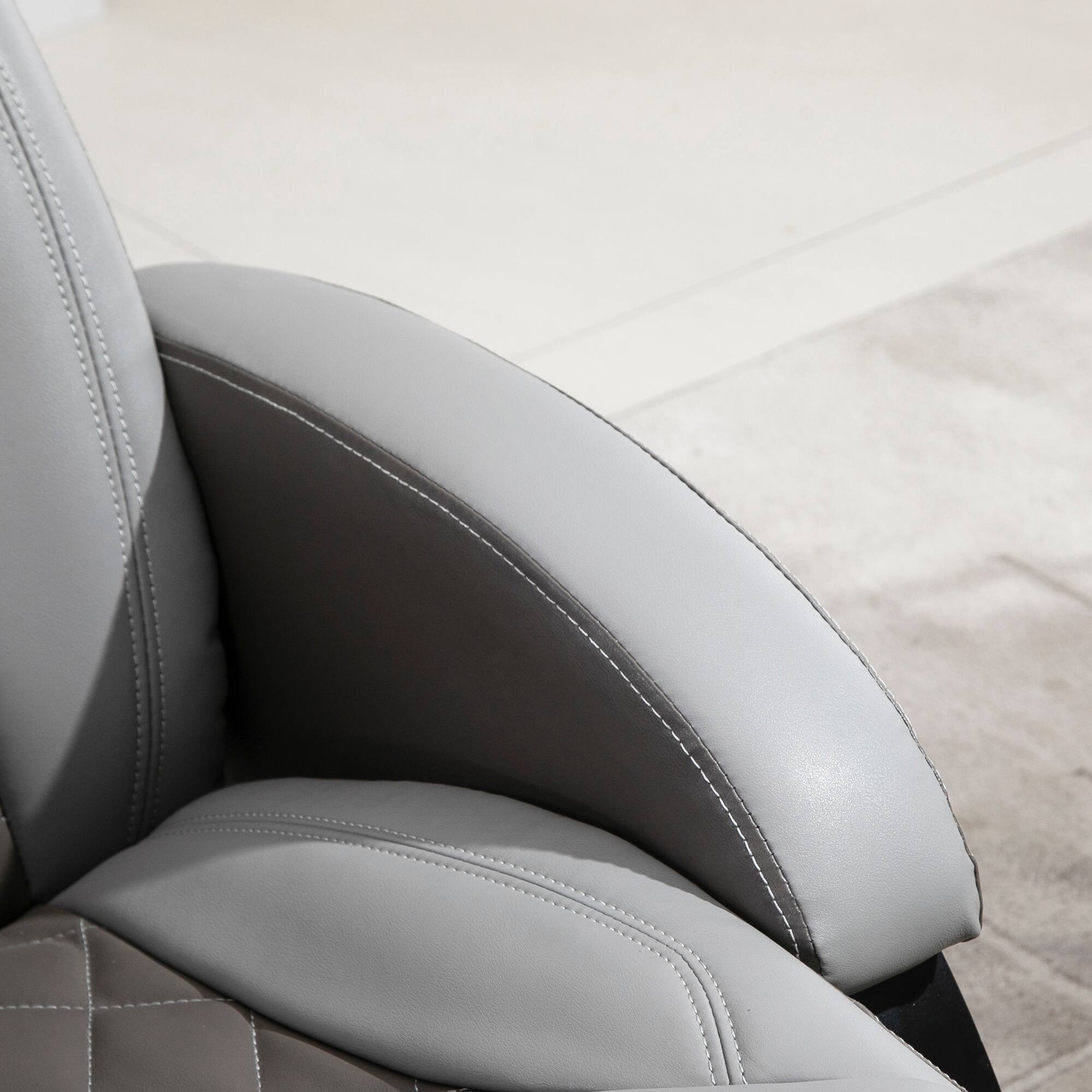 Alt View 5. Homcom - Faux Leather Manual Recliner, Adjustable Swivel Lounge Chair, Armchair with Footrest and Round Base for Living Room - Grey.