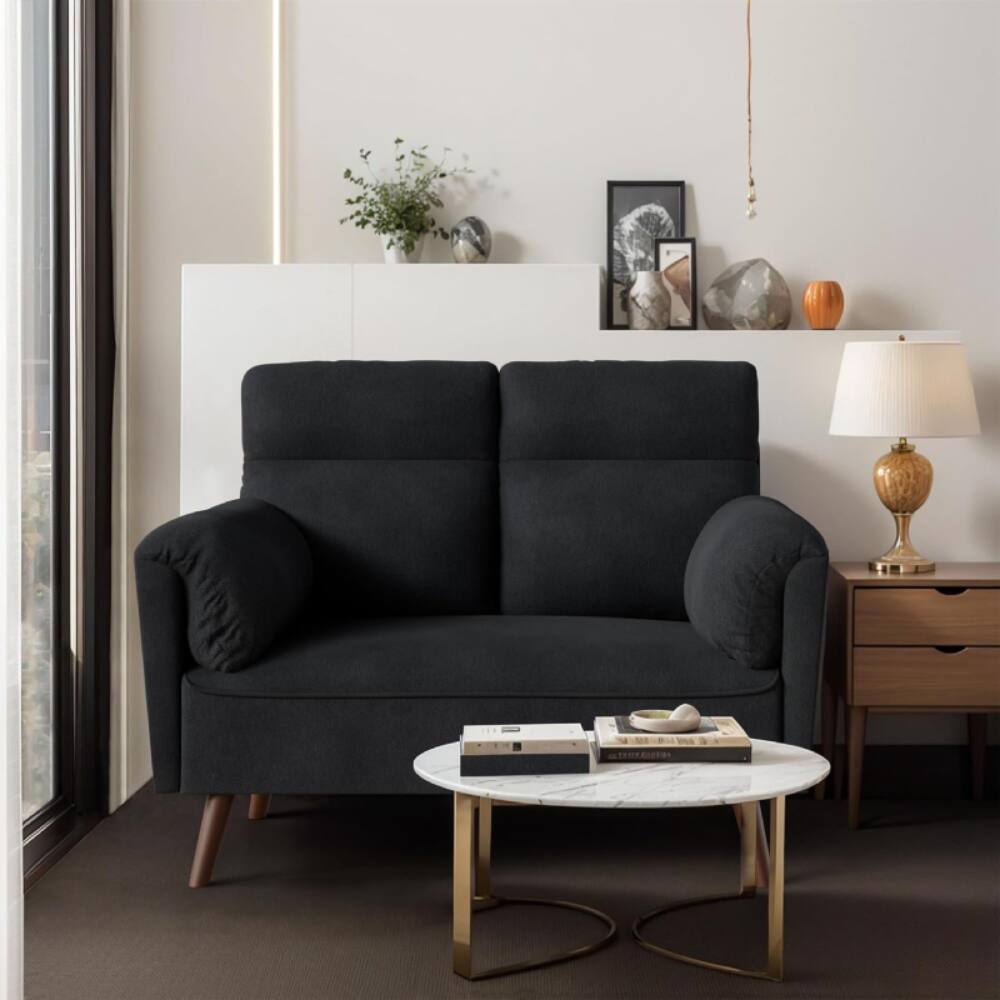 Alt View 1. Electra Tech Xpress - MODERN LOVESEAT SOFA WITH HIGH BACKREST - Black - Black.