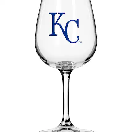 Front. Logo Brands - Kansas City Royals Logo 12oz. Stemmed Wine Glass - Multicolor.