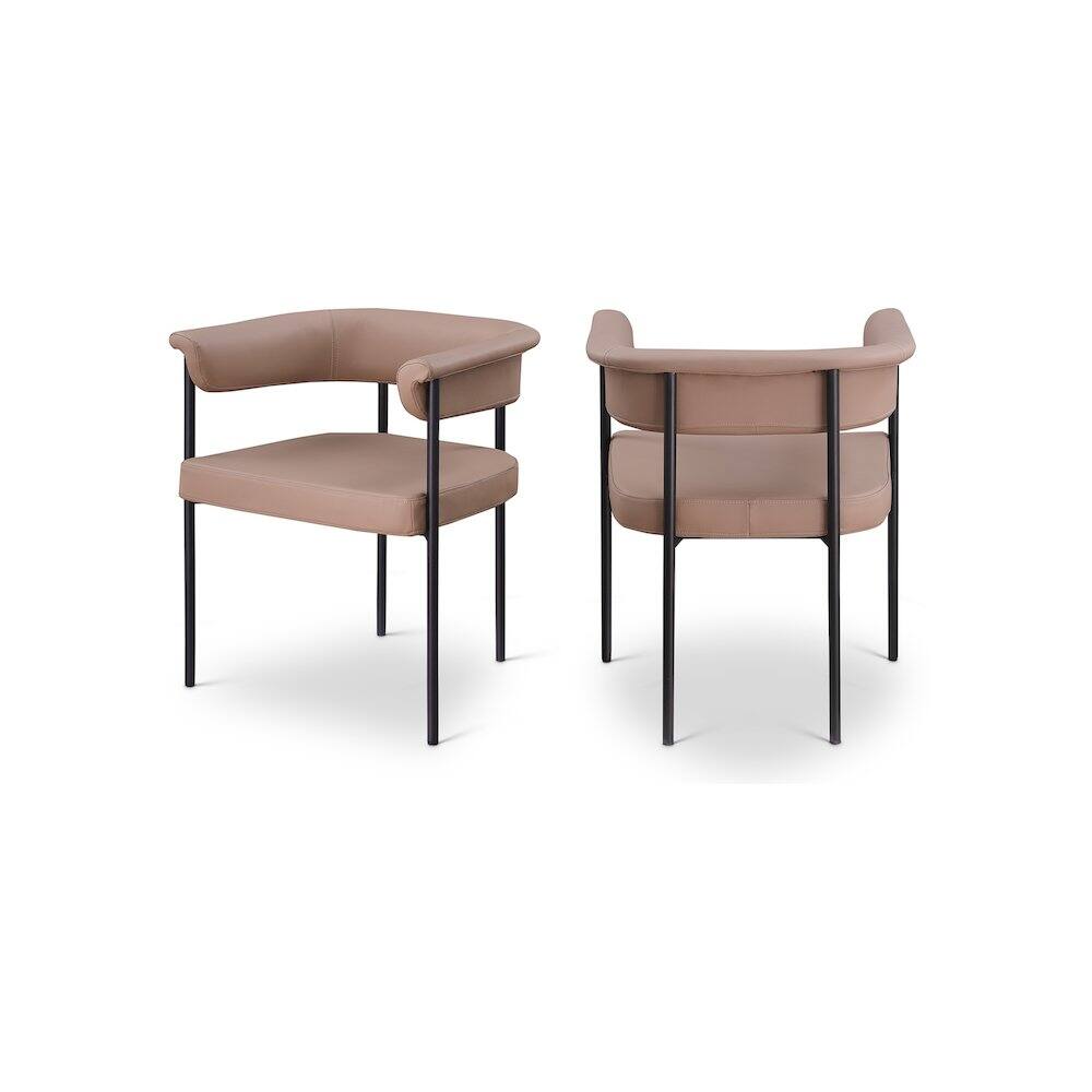 Front. Meridian Furniture - Malin Tan Vegan Leather Dining Chair, Set of 2 - Brown.