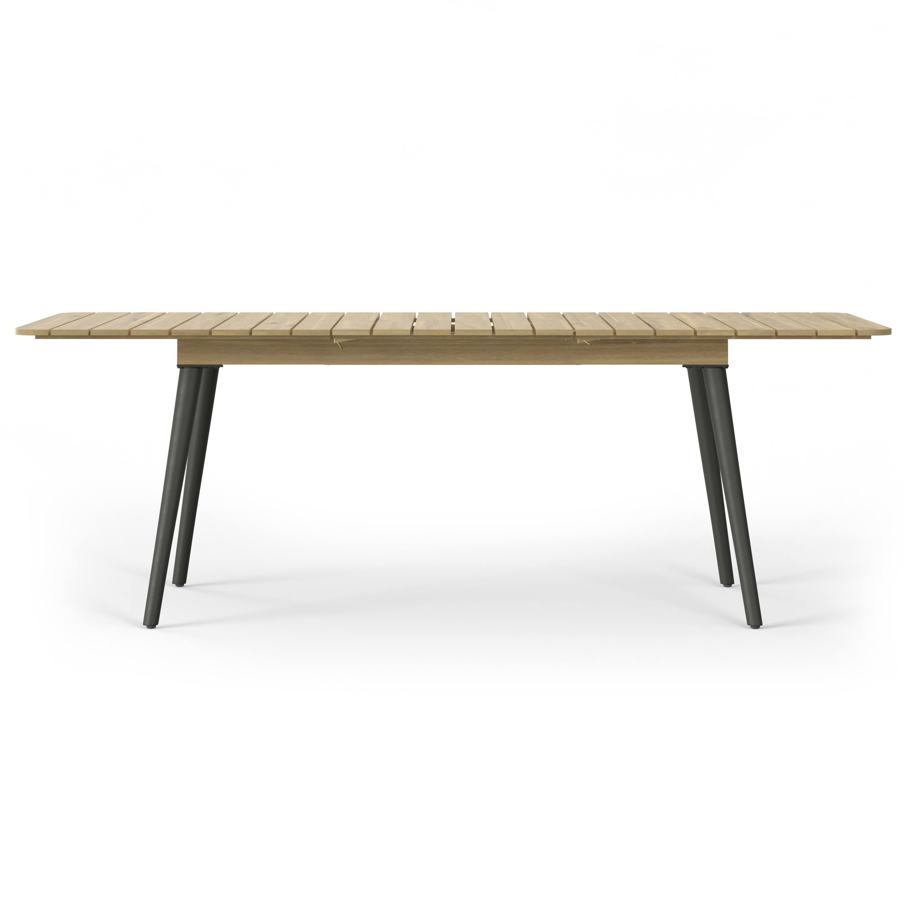 Left. Simpli Home - Beachside SOLID ACACIA WOOD 87 inch Wide Rectangle Contemporary Outdoor Extendable Dining Table - Light Teak.