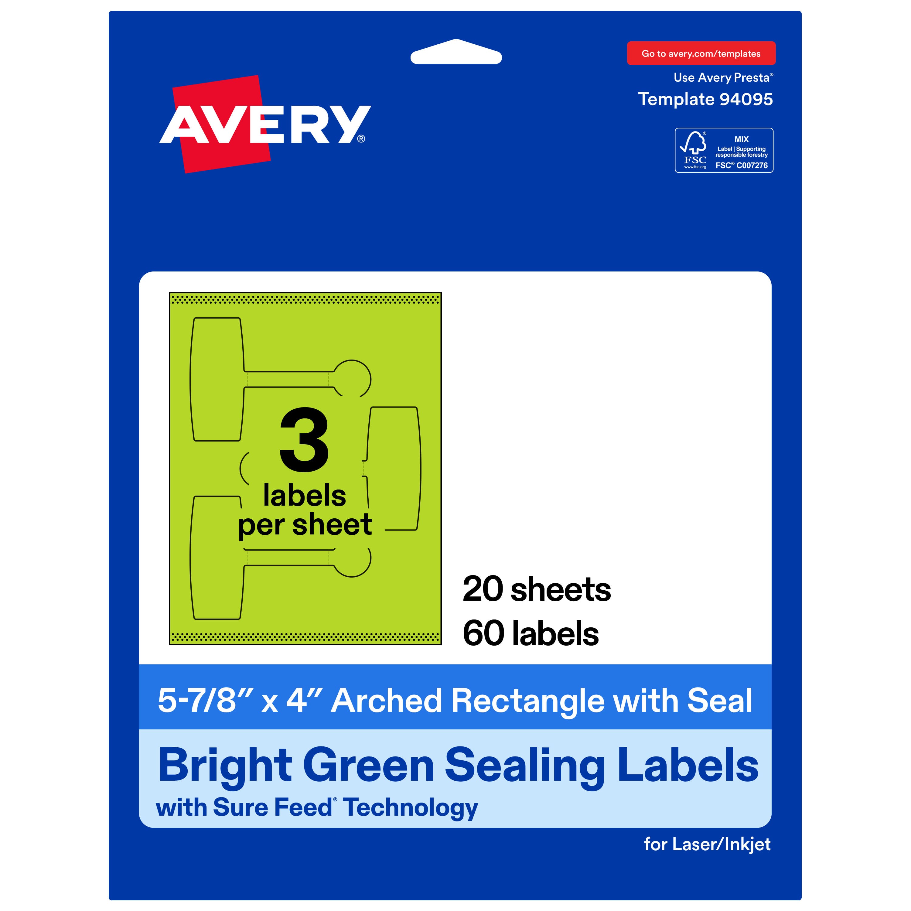 "Avery - Avery® Sealing Labels, 5-7/8"" x 4"", Bright 60 Total - Green" price history on PriceWatchPro