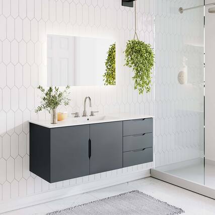 Front. Modway - Vitality Bathroom Vanity Basin Included by Modway - Gray White.