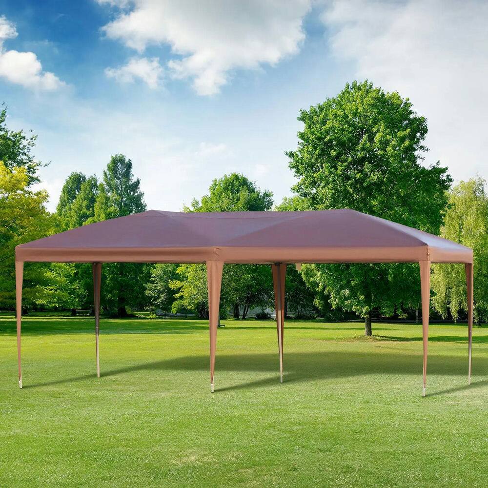 Alt View 6. Spaco - Spaco 10' x 19.2' Outdoor Gazebo Pop Up Canopy Party Tent with Carrying Bag - Coffee.