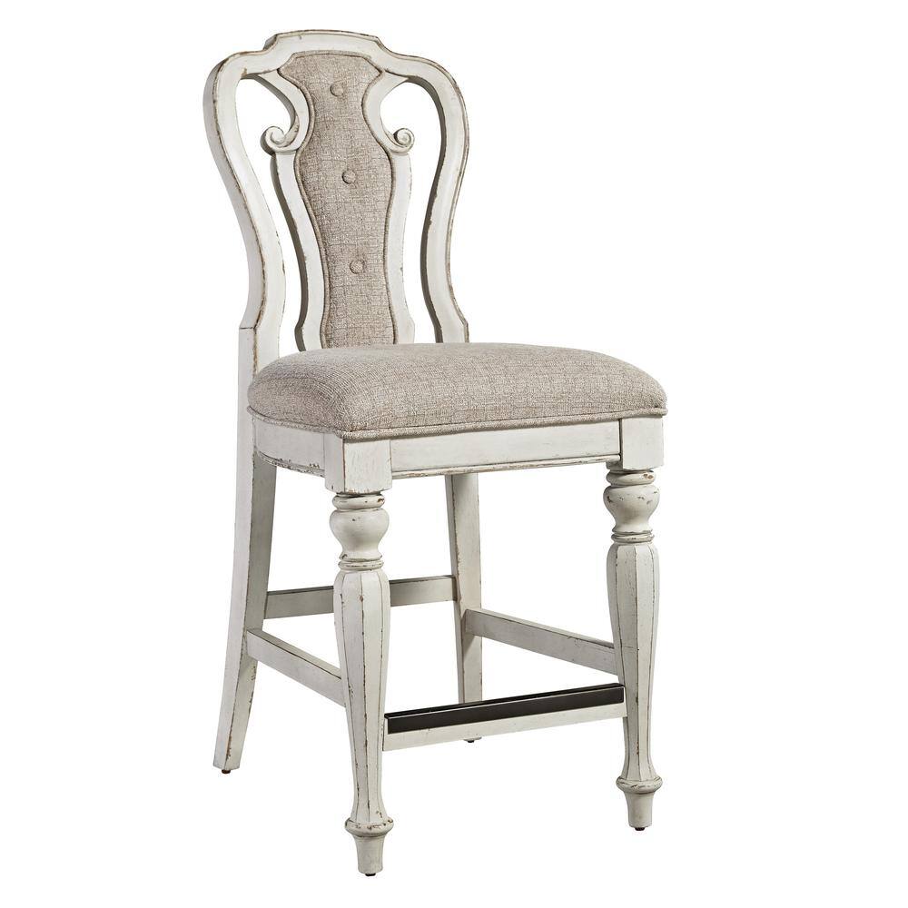 Left. Liberty Furniture Industries - Magnolia Manor Counter Height Chair (RTA)-Set of 2 in Antique White - White.