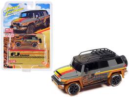 Johnny Lightning - 2007 Toyota FJ Cruiser Gray Stripes Muddy Version Roofrack 1/64 Diecast Limited Edition 4800 pcs Worldwide - Gray with Stripes