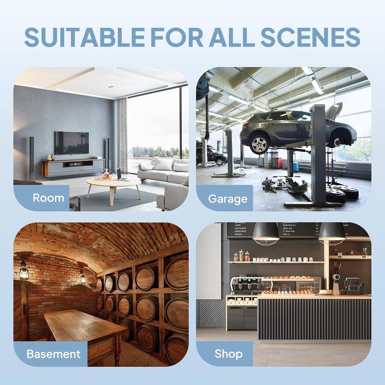 SUITABLE FOR ALL SCENES

Room  
Garage  
Basement  
Shop