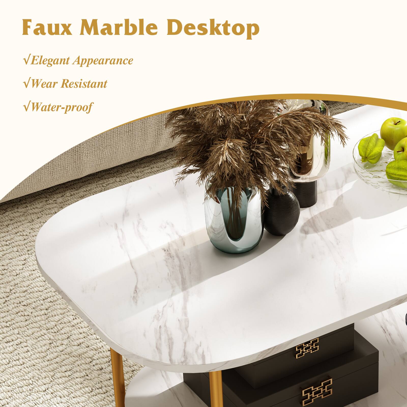 Faux Marble Desktop

- Elegant Appearance
- Wear Resistant
- Water-proof