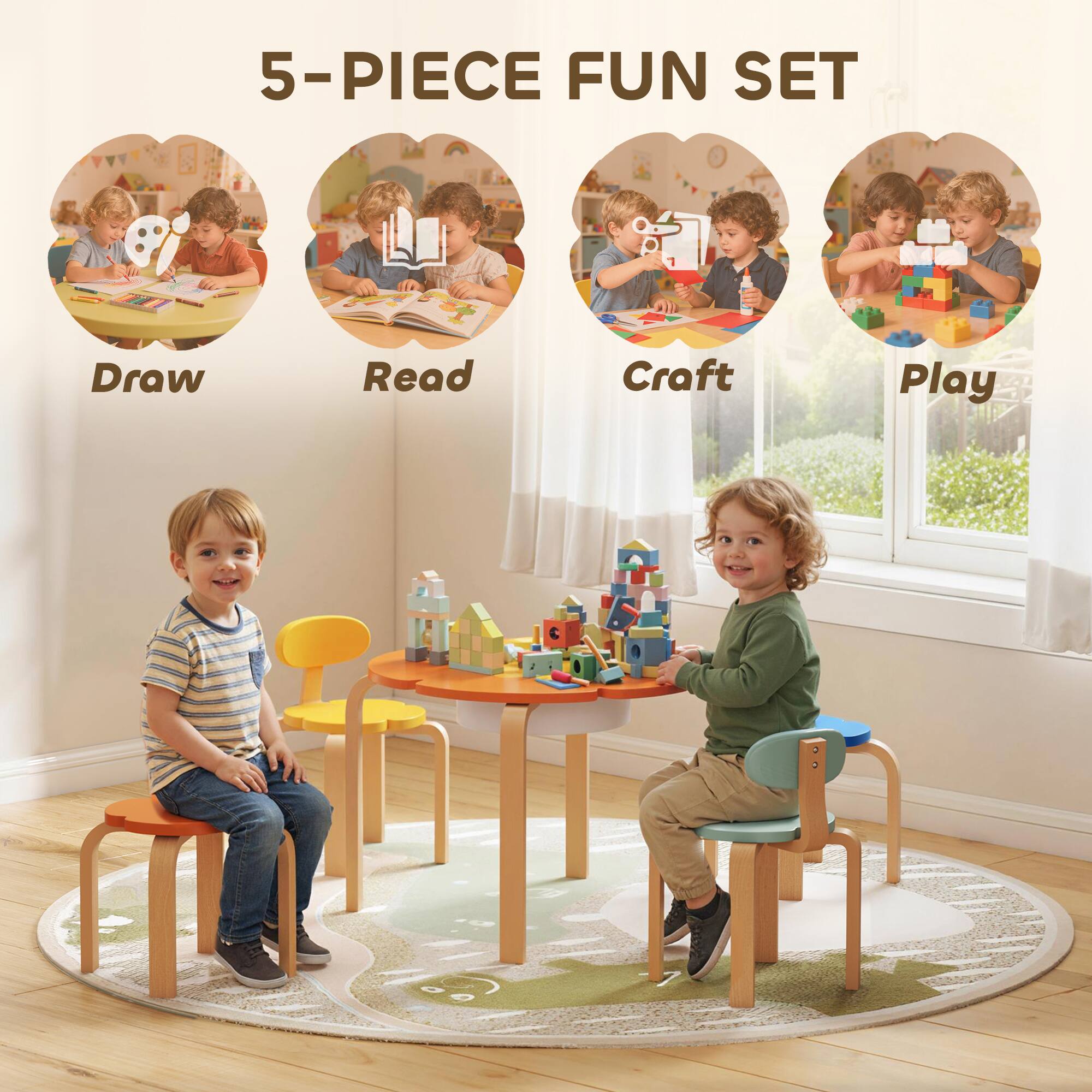 5-PIECE FUN SET

Draw  
Read  
Craft  
Play
