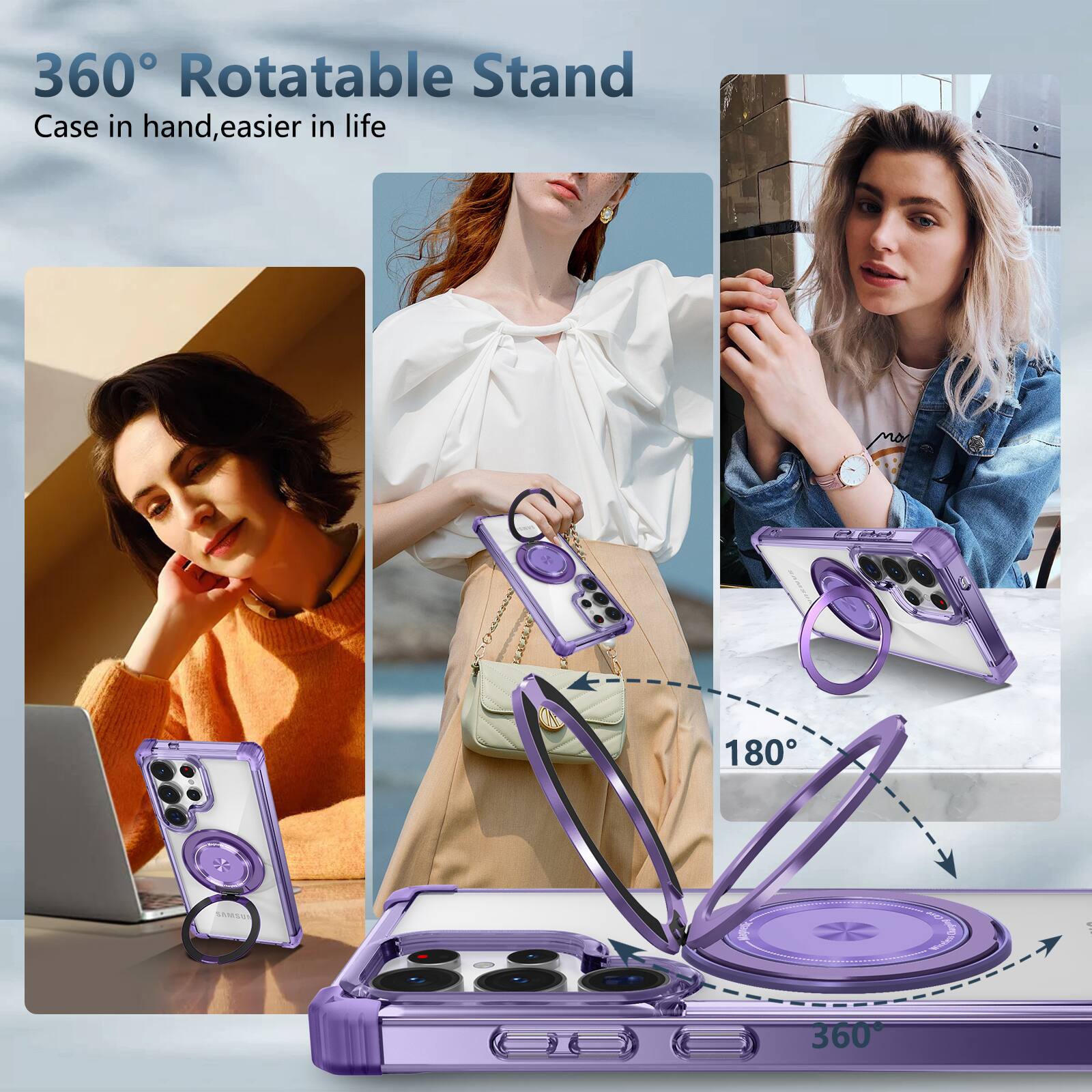 360° Rotatable Stand  
Case in hand, easier in life