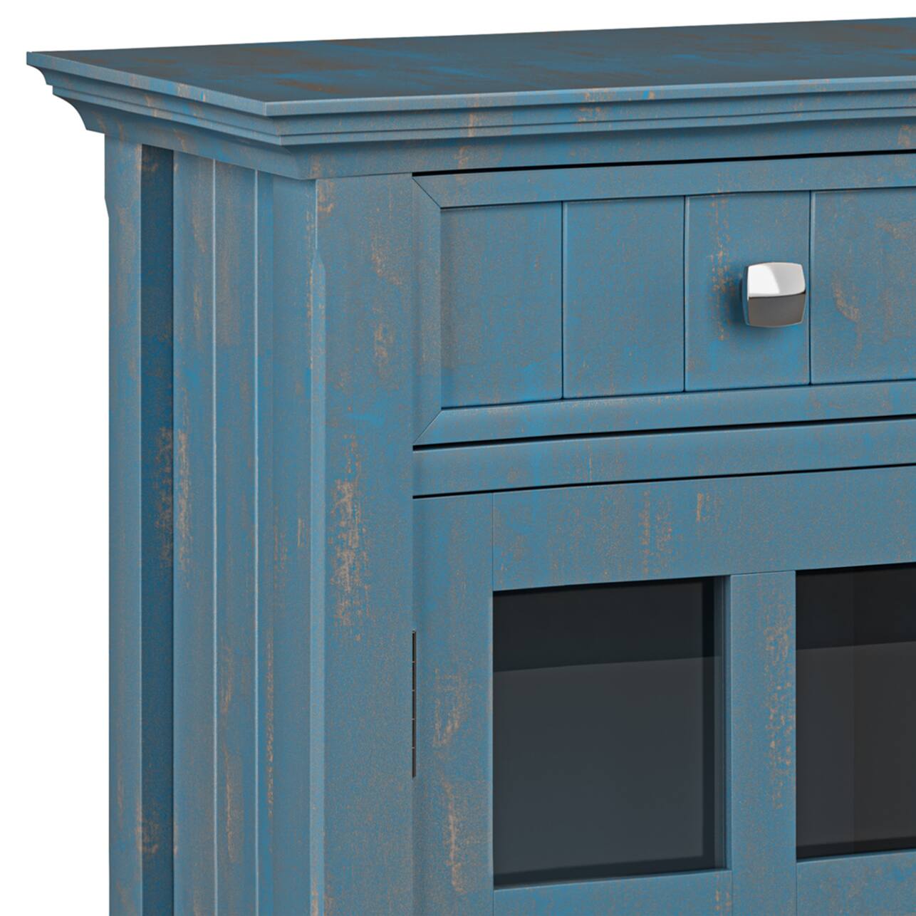 Alt View 5. Simpli Home - Acadian Solid Wood 48 inch Wide Storage Bench and 36 inch Wide Storage Cabinet in Distressed Coastal Blue - Distressed Coastal Blue.