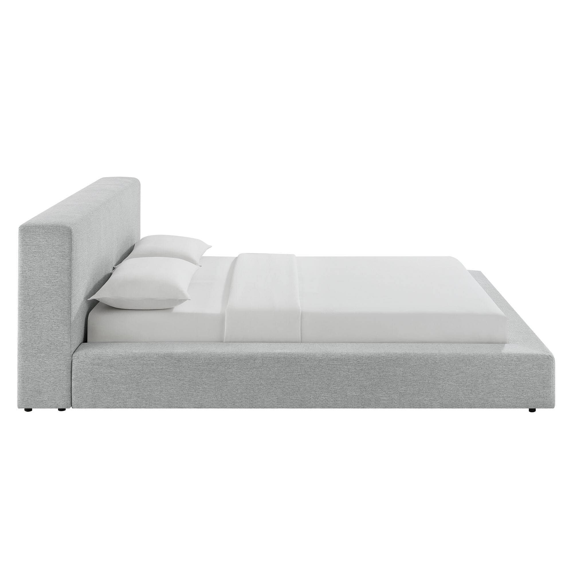 Alt View 4. Modway - Luma Chenille Upholstered King Platform Bed Frame by Modway - Light Gray Fabric.