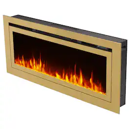 Touchstone Home Products - 50 in. Wall Mounted Recessed Sideline Deluxe Smart Electric Fireplace 1500W - Gold