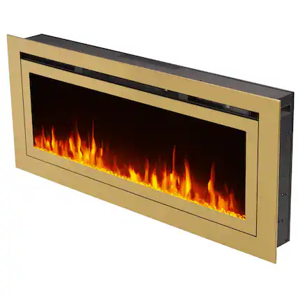 Front. Touchstone Home Products - 50 in. Wall Mounted Recessed Sideline Deluxe Gold Smart Electric Fireplace 1500W - Gold.