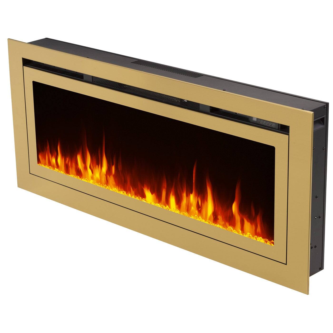 Front. Touchstone Home Products - 50 in. Wall Mounted Recessed Sideline Deluxe Gold Smart Electric Fireplace 1500W - Gold.