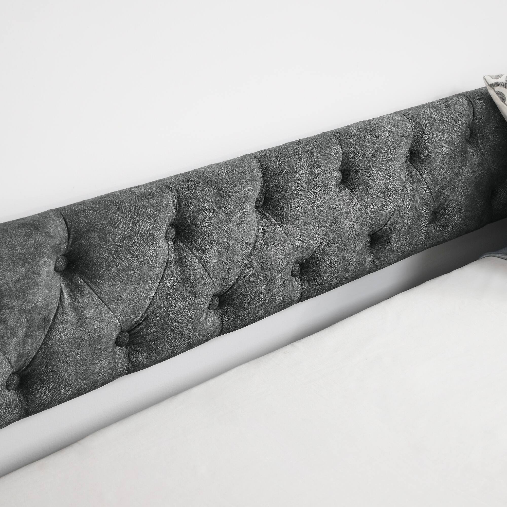 Alt View 7. Tiramisubest - Full Size Daybed with Twin Size Trundle Upholstered Tufted Sofa Bed, ,Grey (80.5"x55.5"x27.5") - Grey.