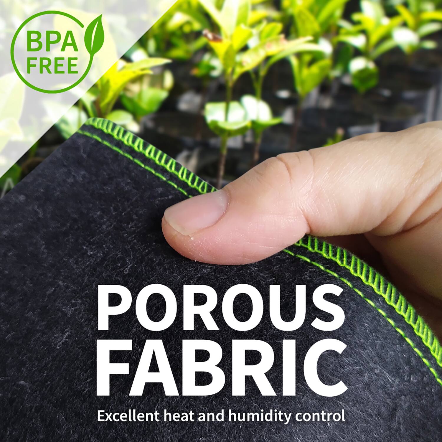 BPA FREE  
POROUS FABRIC  
Excellent heat and humidity control