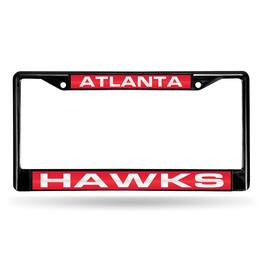 Rico Industries - Atlanta Hawks NBA Black Metal Laser Cut License Plate Frame - Multi