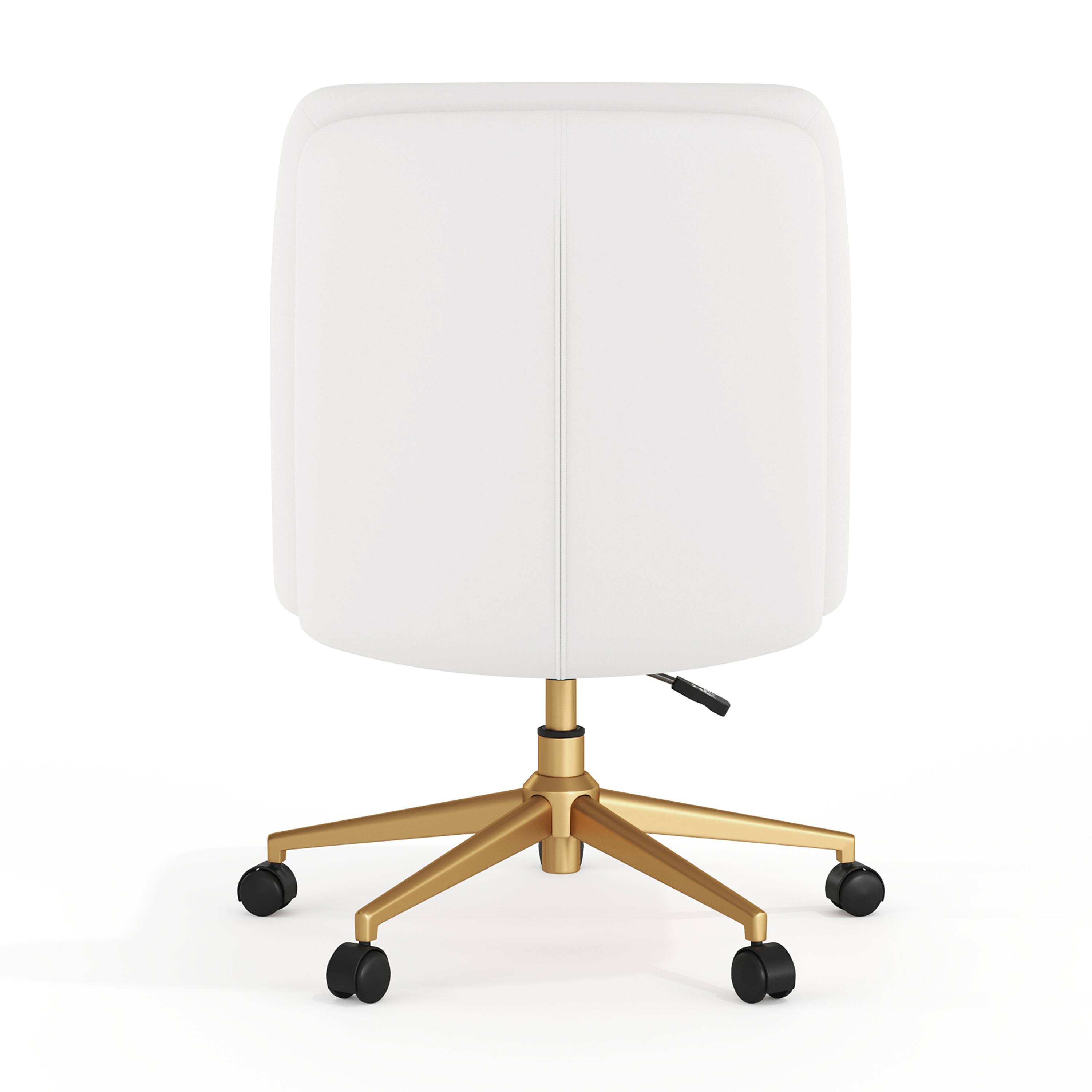 Back. Flash Furniture - Chloe Commercial Mid-Back White Padded LeatherSoft Armless Task Office Chair with Wheels, Adjustable Height, Swivel Func - White.