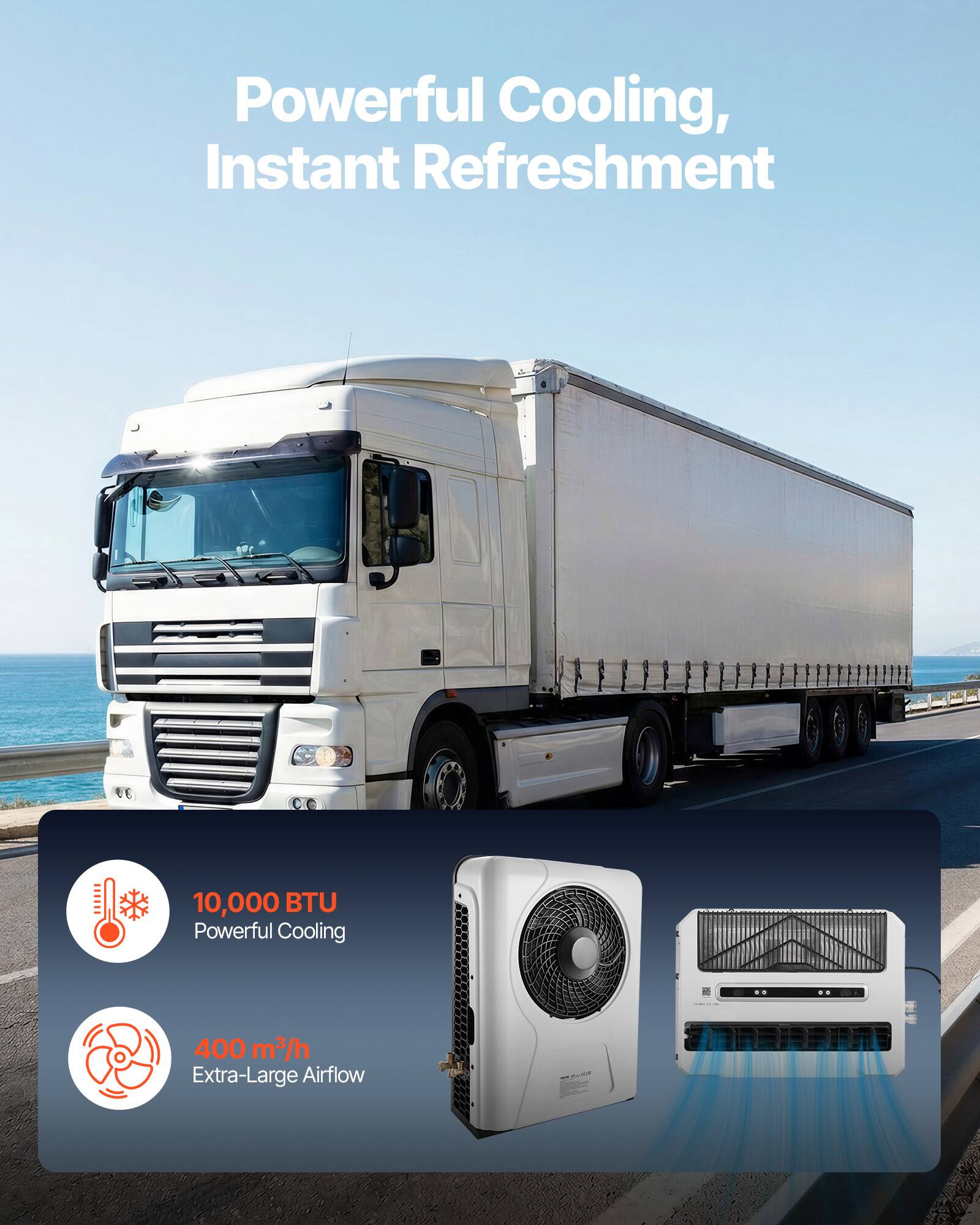 Powerful Cooling, Instant Refreshment

10,000 BTU Powerful Cooling

400 m³/h Extra-Large Airflow