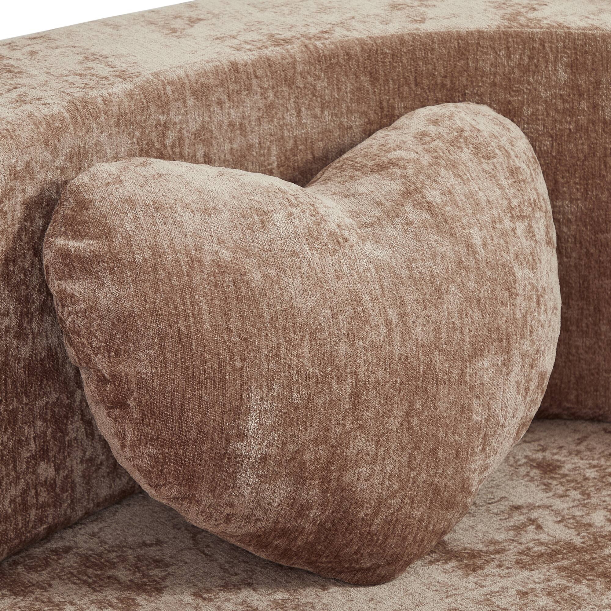 Alt View 5. Boyel Living - Warm Taupe Heart-Shaped Cheese Bed Convertible Sofa 78.7 Inch No Assembly Sponge Sofa Bed in a Box with Pillows - Warm Taupe.
