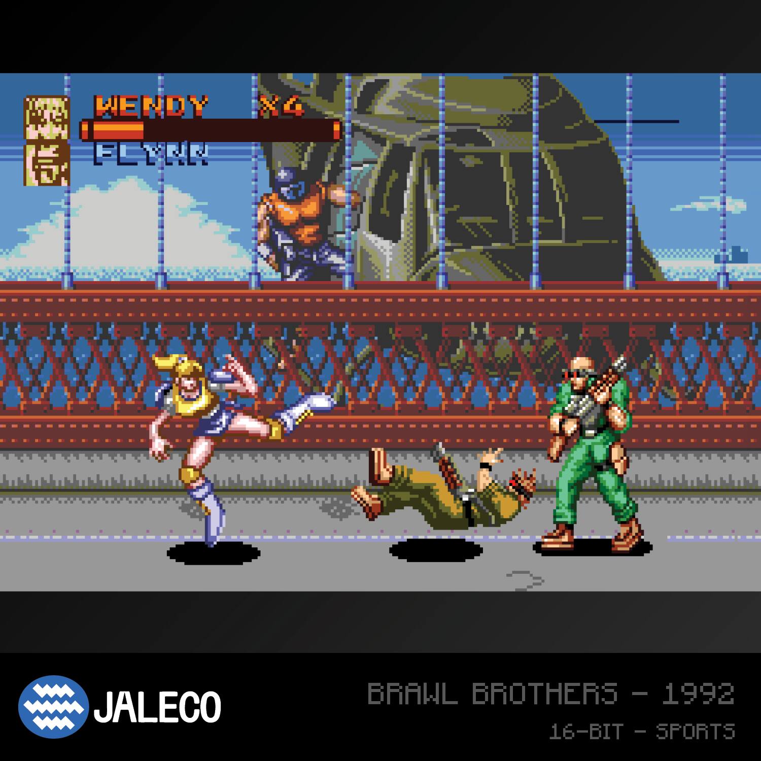 Wendy X4  
Flynr  

Brawl Brothers - 1992  
16-Bit - Sports  

Jaleco