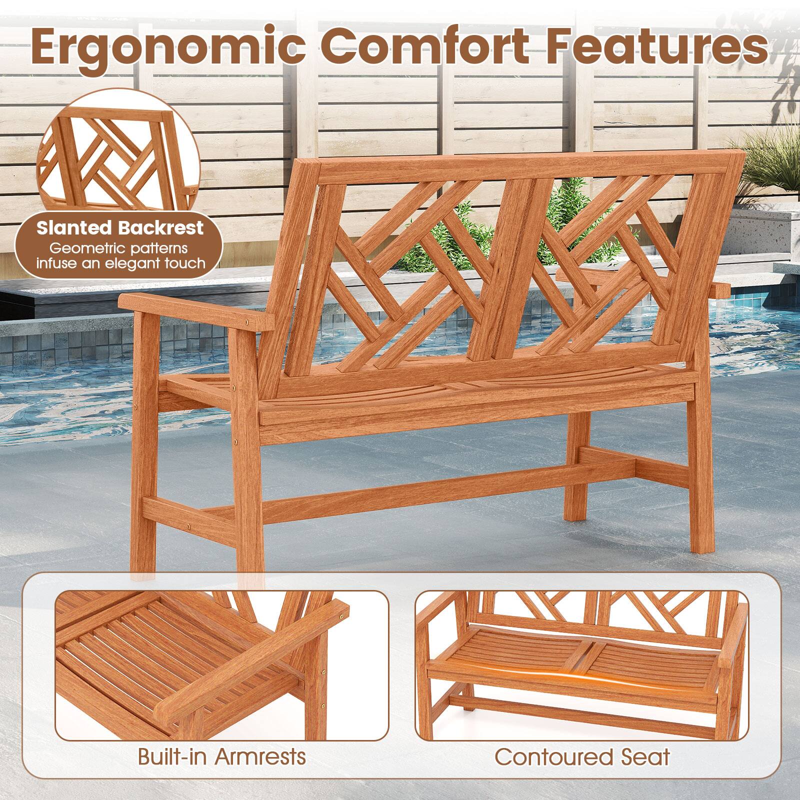 Ergonomic Comfort Features

- Slanted Backrest
  - Geometric patterns infuse an elegant touch

- Built-in Armrests

- Contoured Seat