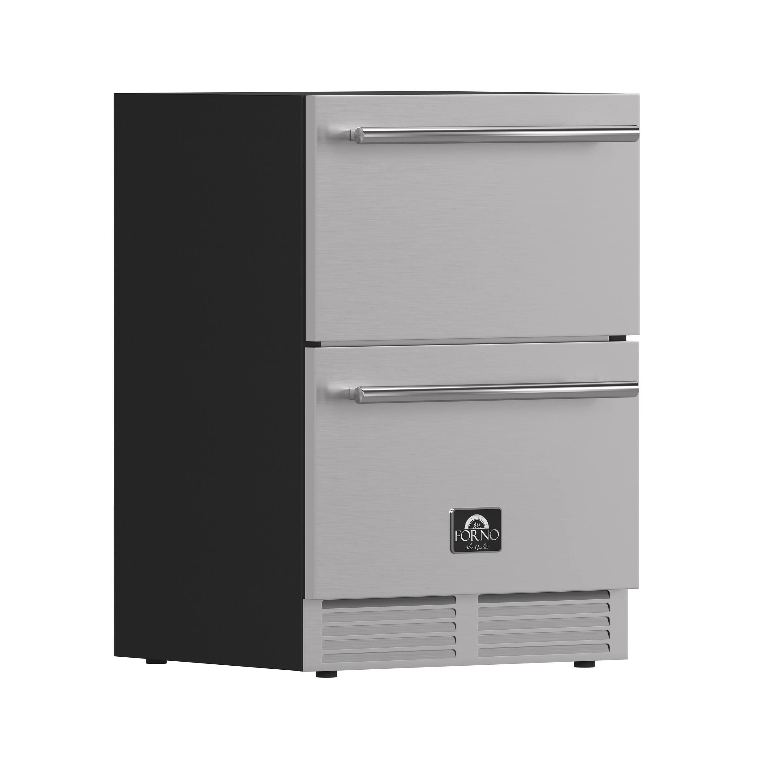 Angle. Forno Appliances - Cosenza 24" Built-In Indoor/Outdoor Drawer Freezer with Ice Maker - Stainless steel.