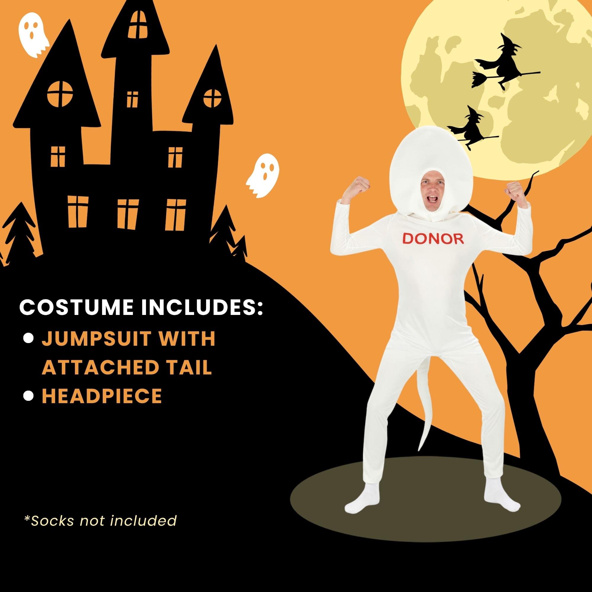 COSTUME INCLUDES:
- JUMPSUIT WITH ATTACHED TAIL
- HEADPIECE

*Socks not included
