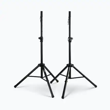 Front. On Stage Stands - On-Stage SSP7750 Compact Speaker Stand Pack (Pair, Folding, Portable, Tripod Base, Loudspeaker Setup, Carrying Bag, - Black.