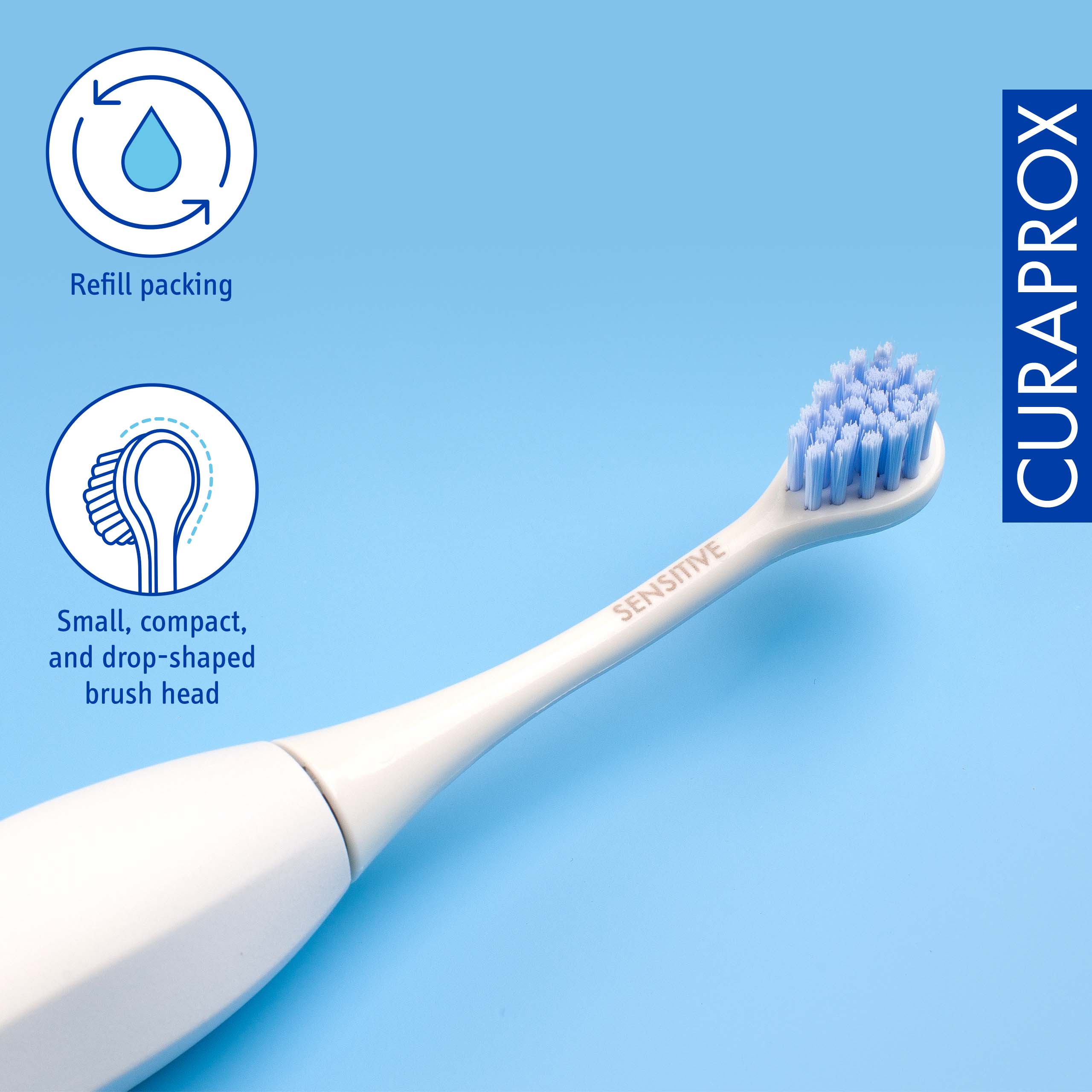 SENSITIVE CURAPROX Refill packing Small, compact, and drop-shaped brush head