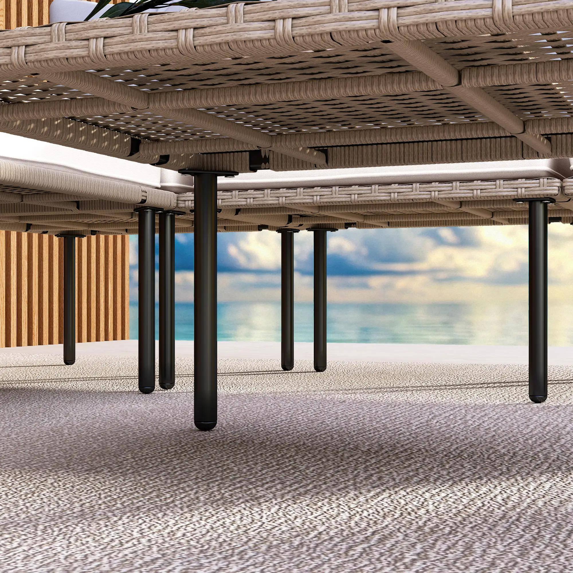 Alt View 1. Resenkos - Resenkos 5-Piece Rattan Patio Furniture Set, Outdoor Sectional Furniture, White - White.