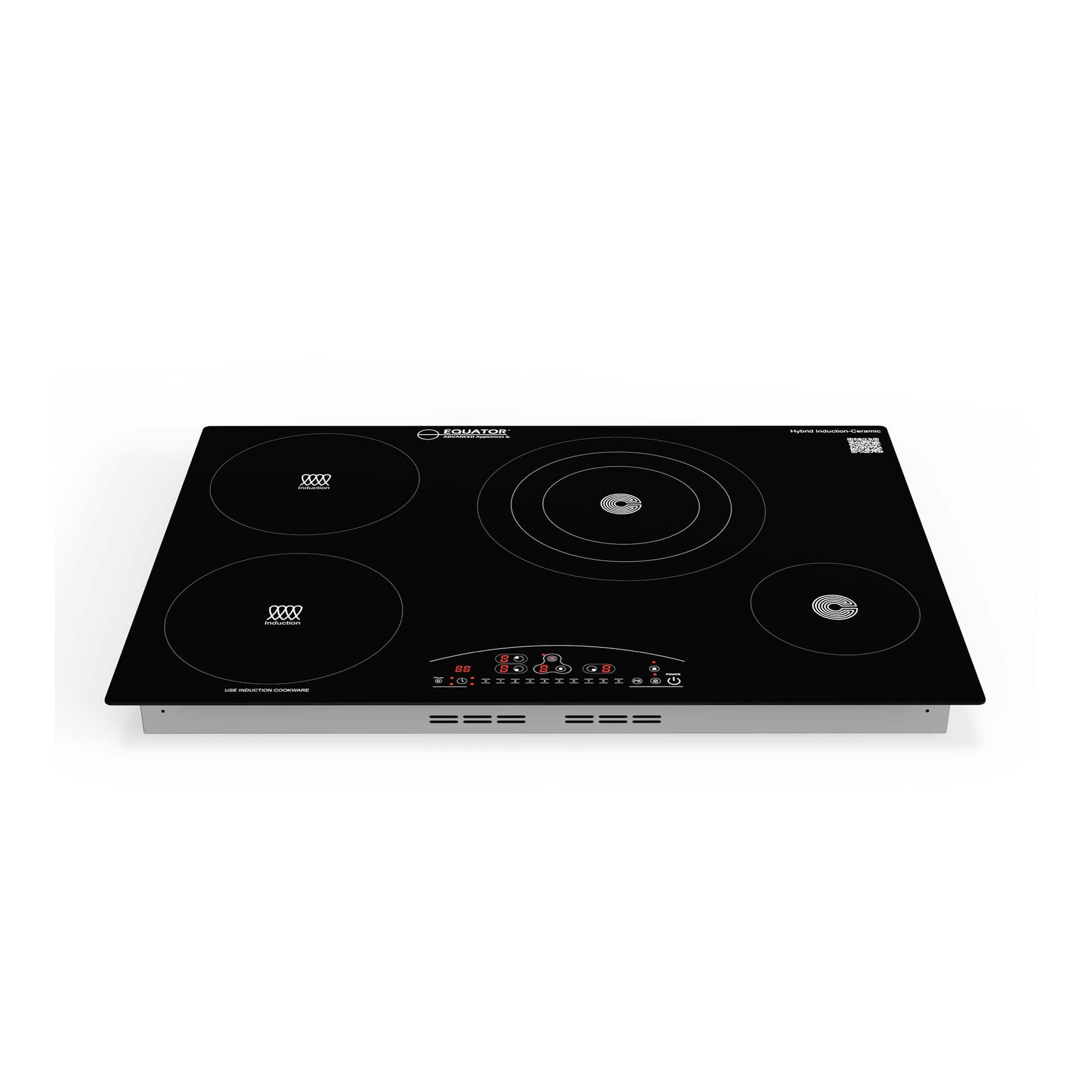 Equator - 30" Electric Hybrid CERAMIC-INDUCTION 4 Burner Cooktop 9 Power 220V - Black
