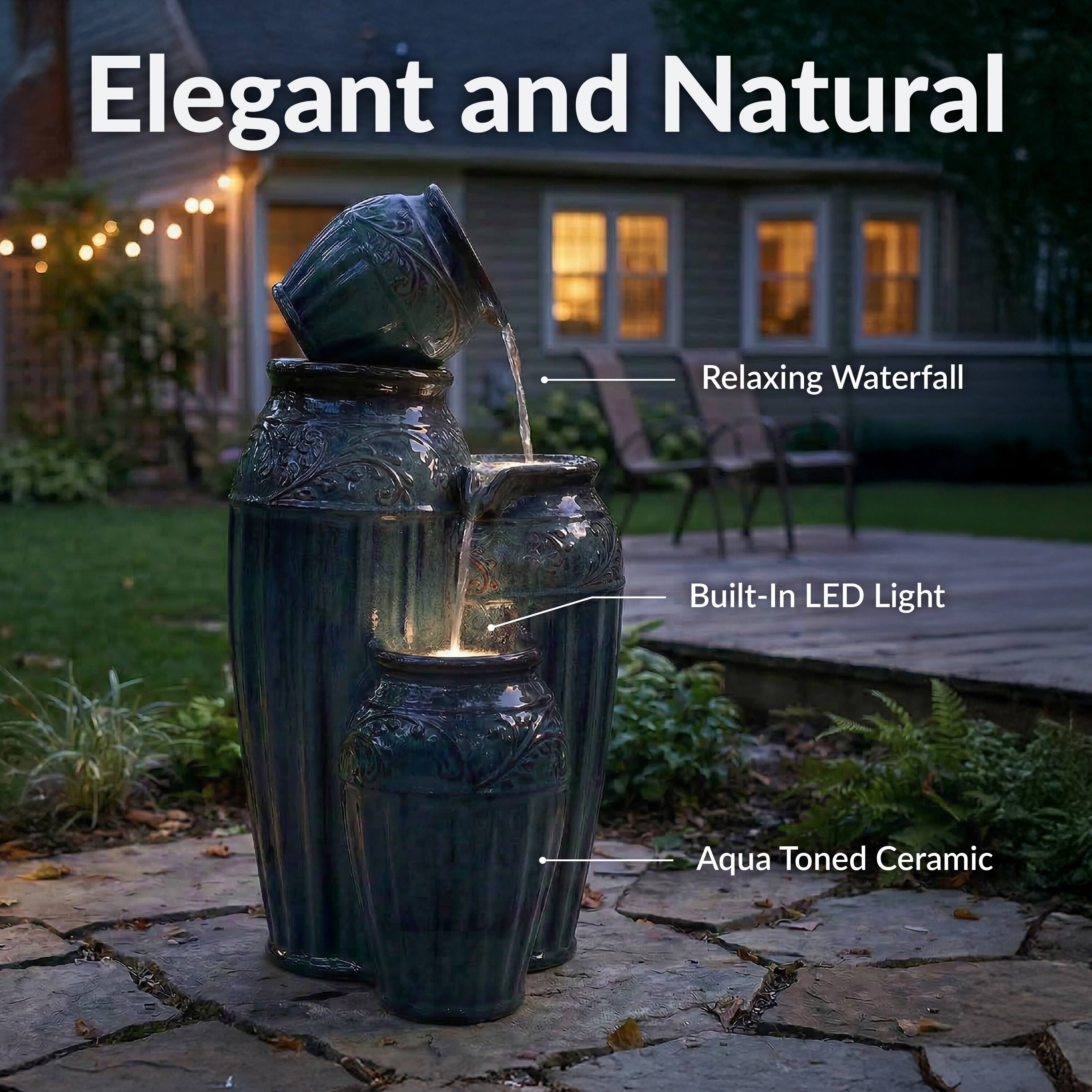 Elegant and Natural  
Relaxing Waterfall  
Built-In LED Light  
Aqua Toned Ceramic
