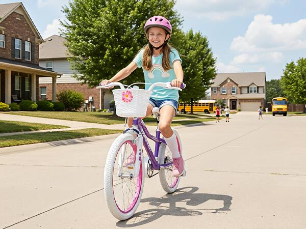 Alt View 2. JOYSTAR - JOYSTAR Petal 16 Inch Kids Bike for Ages 4-7 Girls, Children's Bicycle with Training Wheels & Basket, Purple - Purple.