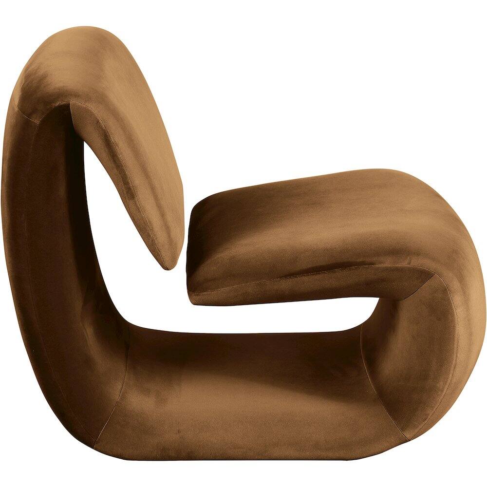 Alt View 3. Meridian Furniture - Nouveau Saddle Velvet Accent Chair - Brown.