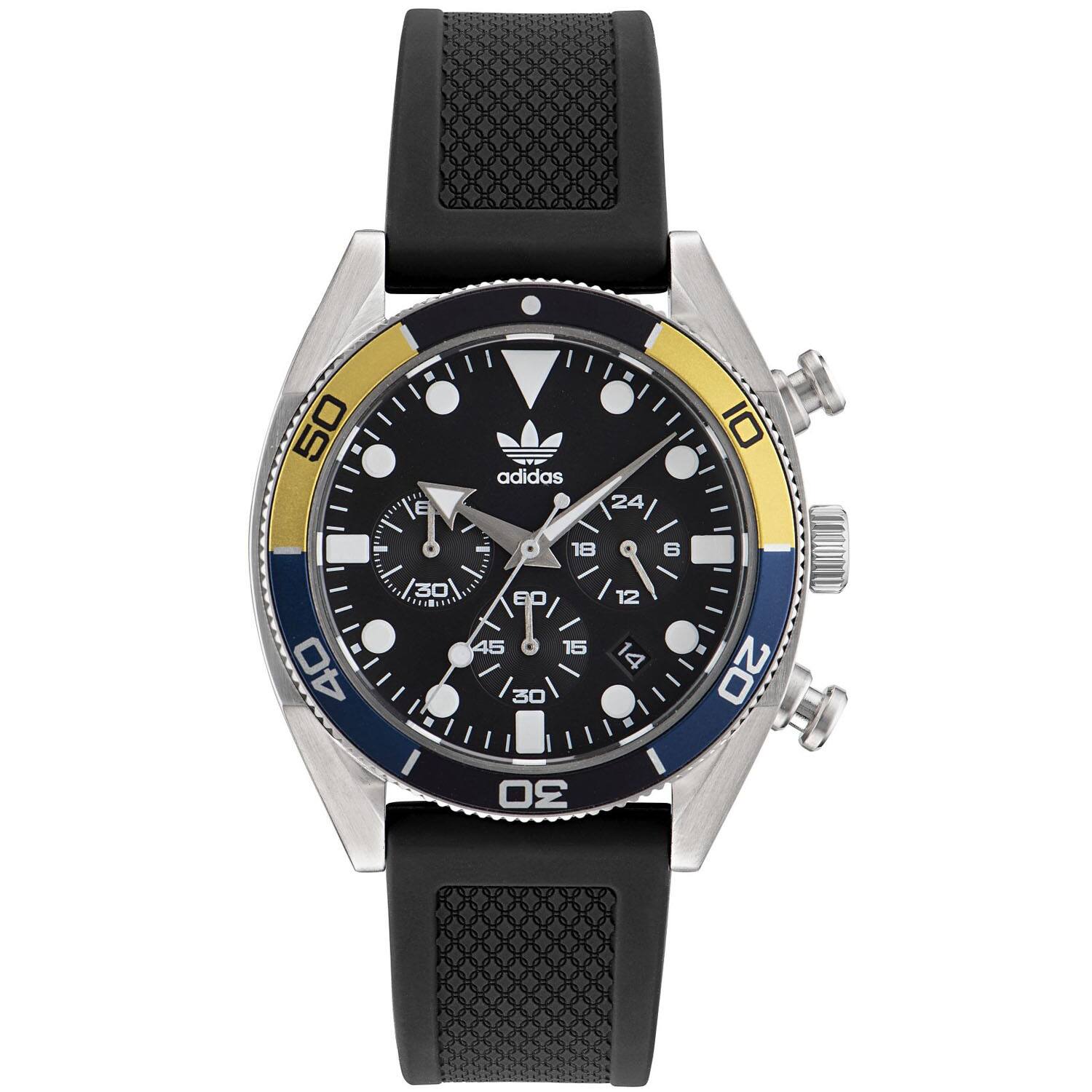 Front. adidas - Adidas Men's Originals Fashion Edition Two Black Dial Watch - AOFH23003 - Black.