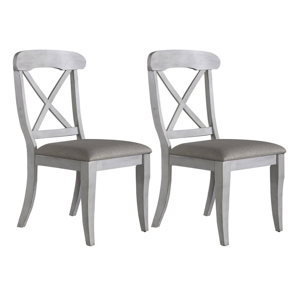 Alt View 4. Liberty Furniture Industries - Uph X Back Side Chair (RTA) - Set of 2 in Rubberwood Solids w/ Pine Veneers - Antique White W/ Weathered Pine.