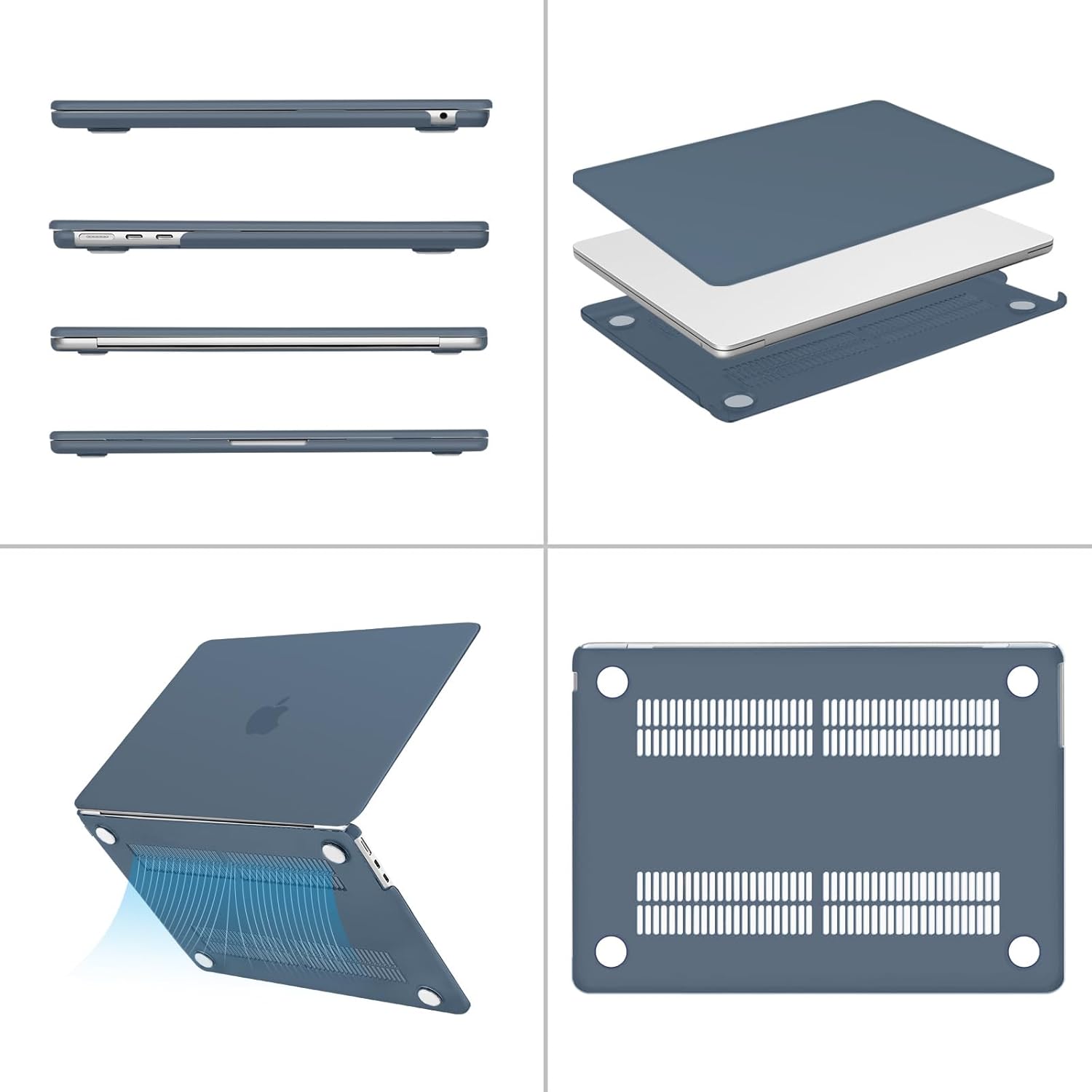 Alt View 1. mosiso - Case for 13-inch MacBook Air M5 A3449 M4 A3240 M3 A3113 M2 A2681 with Keyboard Cover Screen Protector and Pouch - Steel Blue.