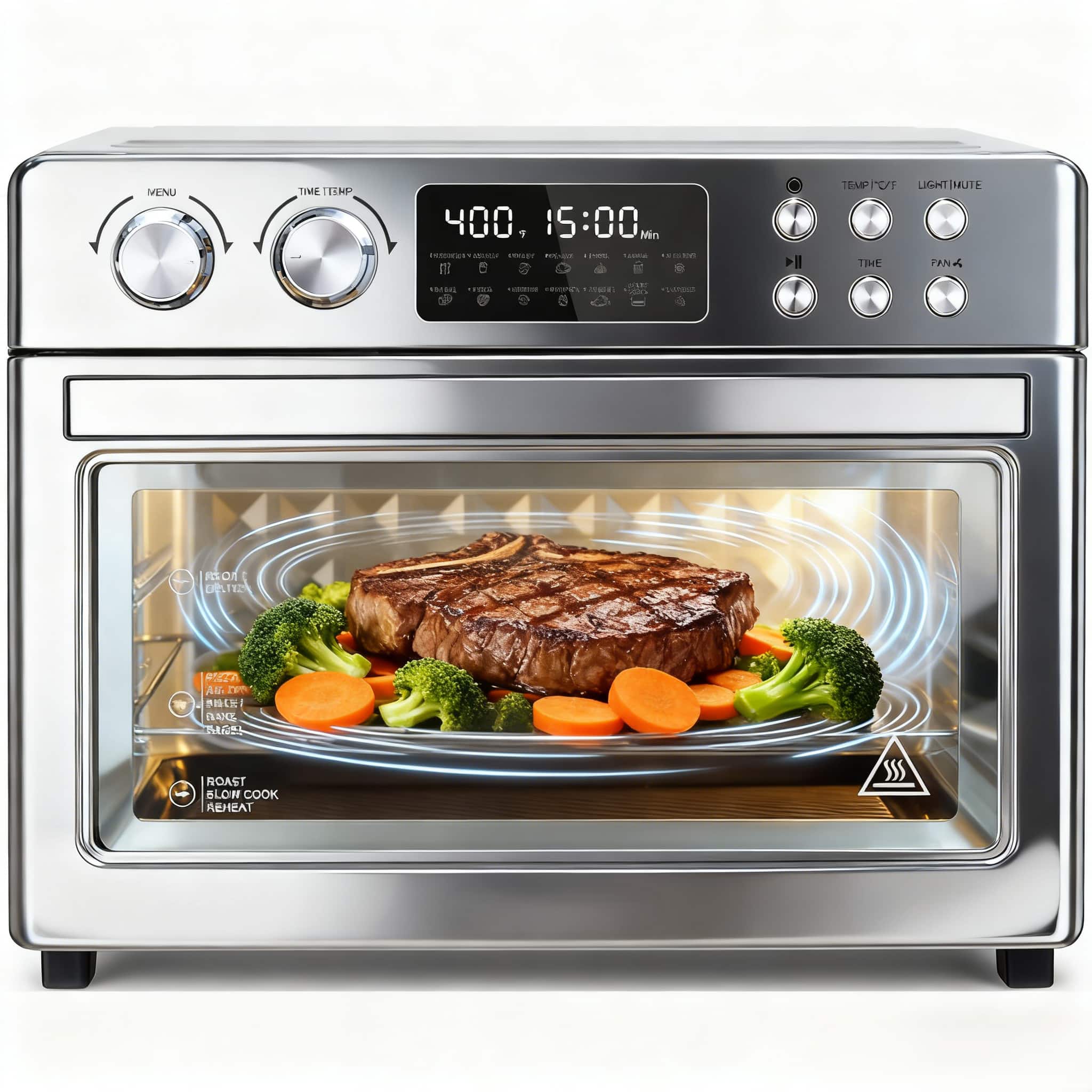 Beelicious - 28QT Air Fryer Toaster Oven Combo, Large 12-in-1 Convection Countertop Oven with Next-Gen HeatWave Convection - Silver