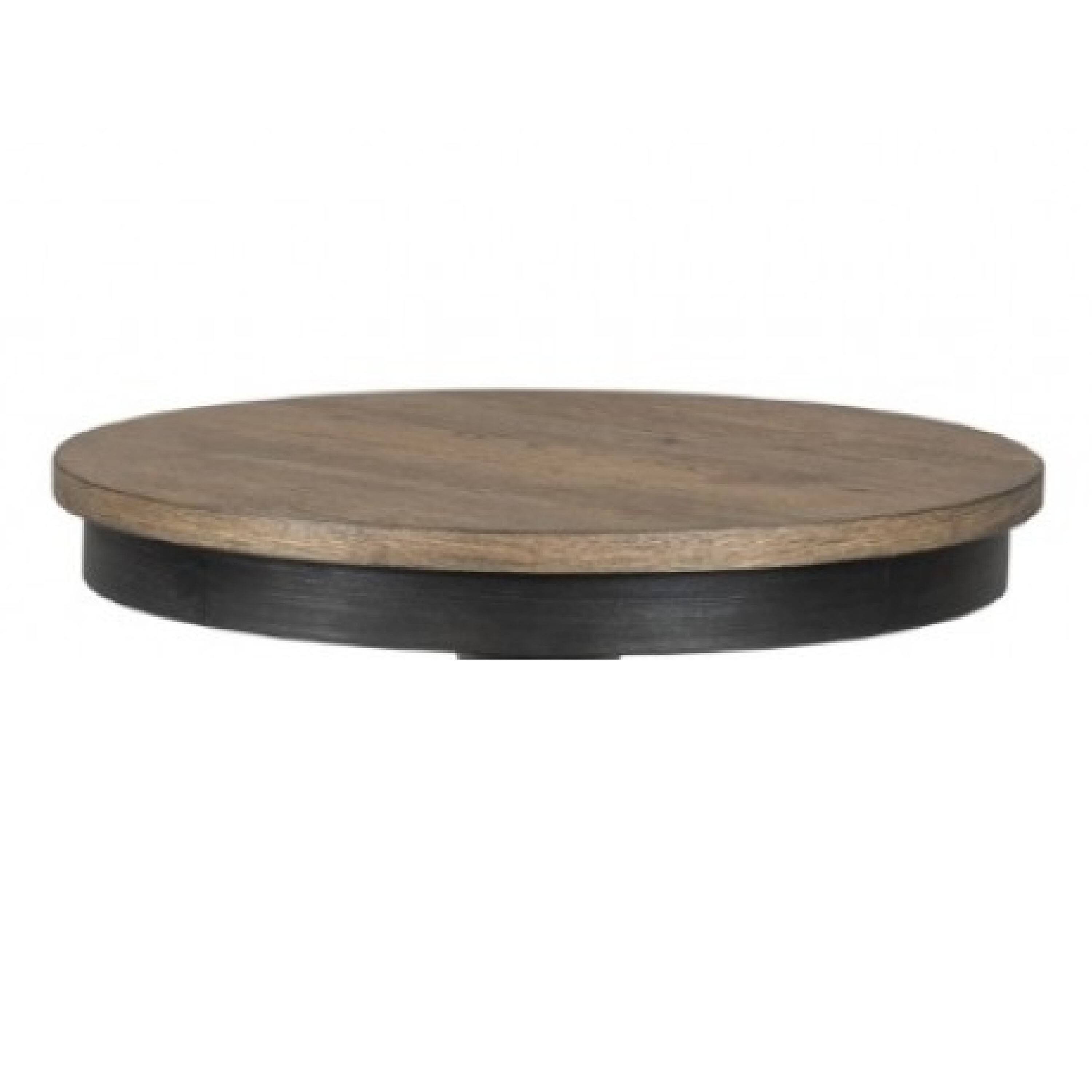 Back. Manhattan Lane - Ginie Round End Table, Rustic Black Brown Solid Rubberwood, 24 Inch - Black, Brown.