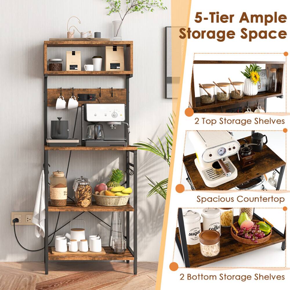 5-Tier Ample Storage Space  
2 Top Storage Shelves  
Spacious Countertop  
2 Bottom Storage Shelves