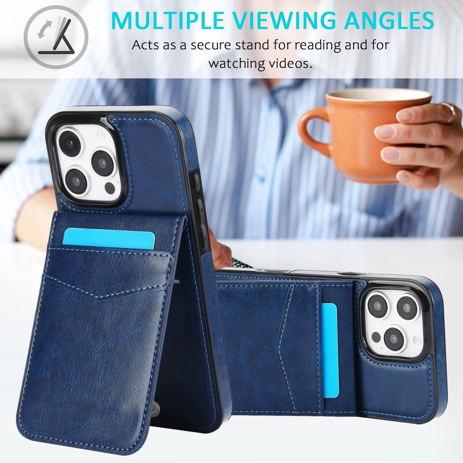MULTIPLE VIEWING ANGLES

Acts as a secure stand for reading and for watching videos.