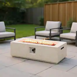 Kadyn - Fire Pit Table Fire Bowl TableOutdoor Firepit Table42 Inch 50 000 BTU Rectangle Terrazzo Fire Pit Table with PVC - White