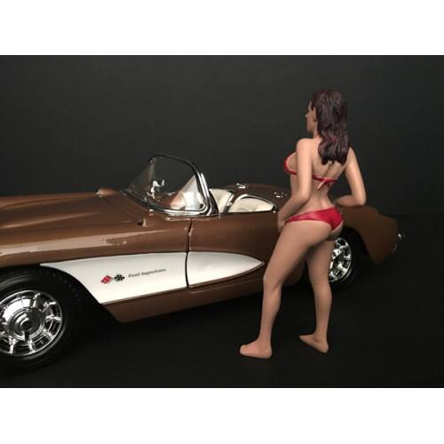 Left. American Diorama - October Bikini Calendar Girl Figurine for 1/24 Scale Models by American Diorama - Multi.